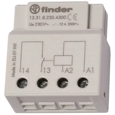 Finder Schaltrelais 13.31.8.230.4300 | UP-Dose | 1 Schließer 12A 230V AC | max. 800W Lampenlast | IP20 | Schwarz