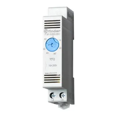 Finder Schaltschrank-Thermostat 7T.81.0.000.2301 | 10A | DIN-Schiene | Temperaturbereich -20 bis 40°C | Schließer | Blau