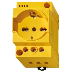 Finder Schaltschranksteckdose gelb mit LED Anzeige und Schutzkontakt