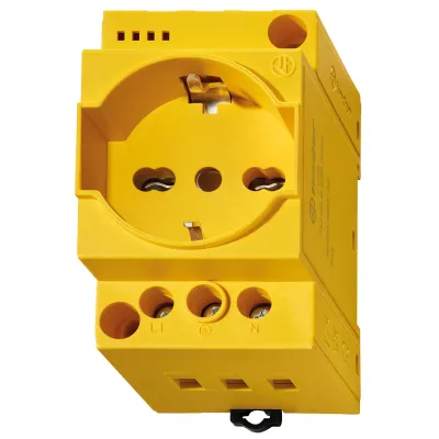 Finder Steckdose 7U.00.8.230.0012 | Schaltschranksteckdose Schuko Typ F & L | LED Anzeige | 230V 16A | gelb