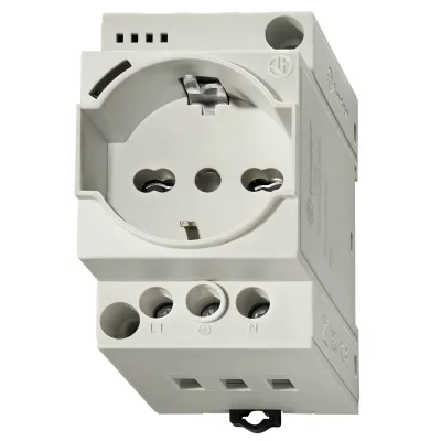 Finder Steckdose Schaltschrank 7U.00.8.230.0000 | 230V 16A AC | REG-Montage | Kombisteckdose Schuko Typ F/L | grau
