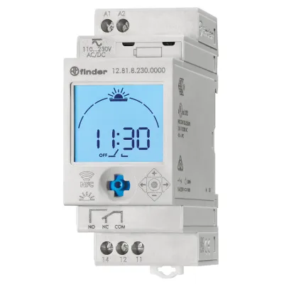 Finder Astro-Schaltuhr 12.81.8.230.0000 | Zeitschaltuhr DIN-Schiene | 1 Kanal 16A | NFC | 230V AC | Astronomisch