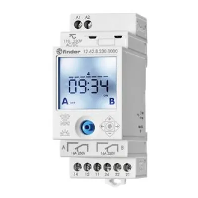 Finder Schaltuhr 12.62.8.230.0000 | 2 Wechsler 16A | NFC & App | weiß | elektronische Zeitschaltuhr