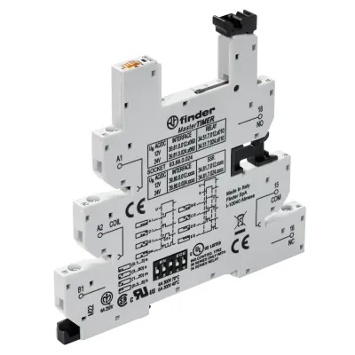 Finder Relaisfassung 93.68.0.024 | MasterTIMER Relaissockel | Schraubanschluss | Hutschiene TH35 | 12–24V AC/DC | grau