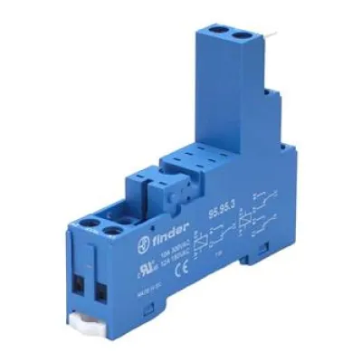 Finder Relaisfassung 95.95.3 | Schraubanschluss | 8 Pins | für Relais 40.52/40.61/44.52/44.62 | Hutschiene 35 mm | blau