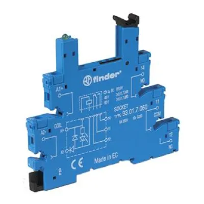 Finder Relaisfassung 93.01.8.240 | Schraubanschluss | DIN-Hutschiene TH35 | 5 Pins | 230V AC | Blau | 6,2x87,9x75,6mm