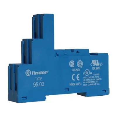 Finder Relaisfassung 95.03 | Relaissockel 5 Pins | Schraubanschluss | Hutschiene 35 mm | für Relais 40.31 | blau