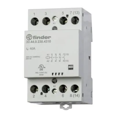 Finder Installationsschütz 22.44.0.024.4610 | 40A 440V AC | 24V AC/DC Spule | 2S 2Ö | DIN-Schiene | IP20 | brummfrei