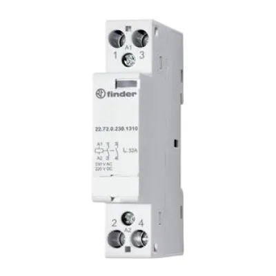 Finder Installationsschütz 22.72.0.230.1510 | 32A | 230–400V AC | 1 Schließer 1 Öffner | 1TE | brummfrei | IP20