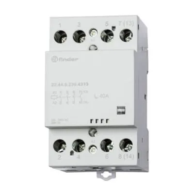 Finder Installationsschütz 22.44.0.230.4310 | 4 Schließer | 40A | 230V AC | Reiheneinbau | mechanische Anzeige | grau