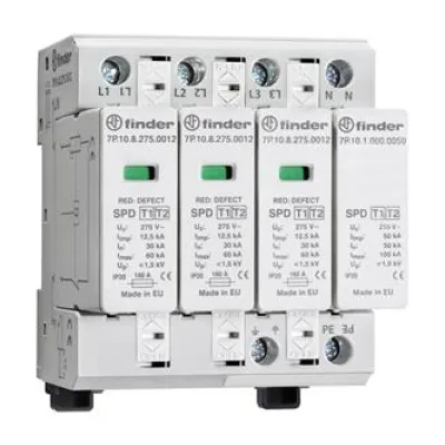 Finder Überspannungsableiter Typ 1+2 7P.14.8.275.1012 | 3-phasig | 230 V | 12,5 kA | 4-polig | Fernsignalisierung