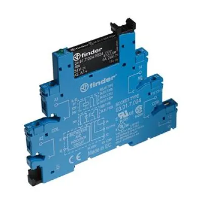 Finder Koppelrelais SSR Optokoppler 38.81.7.024.9024 | 24V DC Ein/Ausgang | 2A | LED-Anzeige | EMV-Entstört | Blau