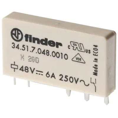 Finder Steck-/Printrelais 34.51.7.024.0000 | Relais 24V DC | 6A | 1 Wechsler | 5x15x28mm | AgNi-Kontakte | IP20