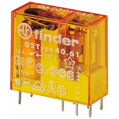 FINDER Schaltrelais 40.61.8.230.1000 | Steck-/Printrelais | 1 Wechsler | 230V AC | 16A | IP20 | 12,4x25x29mm | RT II