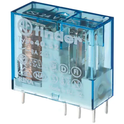 FINDER Steck-/Printrelais 40.52.9.005.0000 | 2 Wechsler | 8A 250V AC | 5V DC Spule | AgNi Kontakte | IP20 | 12,4x25x29mm