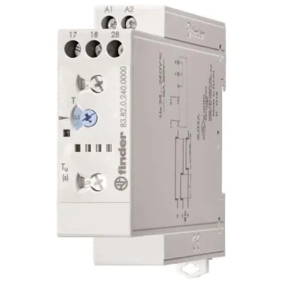 Finder 83.82 Stern-Dreieck-Zeitrelais | 24–240V AC/DC | 0,05s–10 Tage | 2 Schließer 16A | Hutschiene | AgNi Kontakte