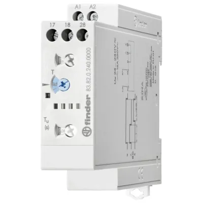 Finder Stern-Dreieck-Relais 83.82.0.240.0000 | 2 Schließer | 16A | 24-240V AC/DC | 0,05s-10 Tage | Grau