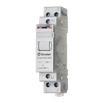 FINDER Stromstoßschalter 20.22.8.012.4000 | 12V AC | 16A | 2 Schließer | 1TE | für DIN-Schiene | IP20
