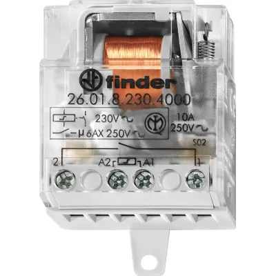Finder Stromstoßschalter 26.01.8.230.4000 | 230V AC | 10A | 1 Schließer | Unterputz | Relais | IP20 | T22mm