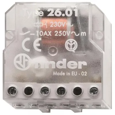Finder Stromstoßschalter 26.01.8.012.0000 | 1 Schließer | 10A | 12V AC | Unterputz | Einbautiefe 22mm | mechanisch