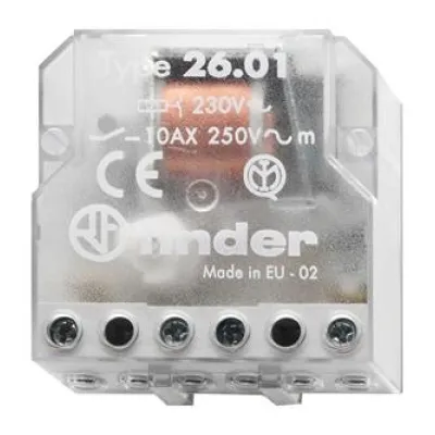 Finder Stromstoßschalter 26.01.8.012.0000 | 12V AC | 1 Schließer | 10A | Unterputz | Einbautiefe 22mm | durchsichtig