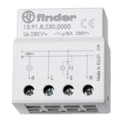 Finder Stromstoßschalter 139182300000PAS | Elektronisch | Unterputz | 1 Schließer | 10A 230V | Einbautiefe 22,7mm | Grau