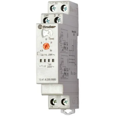 Finder Stromstoßschalter 13.61.8.230.0000 | 1 Schließer | 16A | 110-240V AC | Zentral-AUS | DIN-Schiene | 1TE