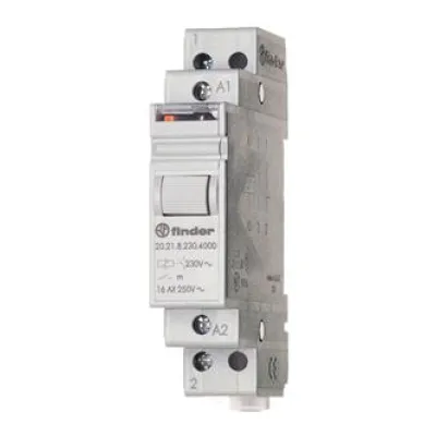 Finder Stromstoßschalter 20.21.8.008.4000 | 8V AC | 16A | 1 Schließer | DIN-Schiene | 1TE | mechanisch | AgSnO2 | IP20