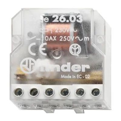 Finder Stromstoßschalter 260382300000PAS | Unterputz | 230V AC | 1 Schließer | 1 Öffner | 10A | Einbautiefe 22mm
