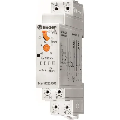 Finder Treppenhaus-Lichtautomat 14.61.8.230.P000 | Multifunktion | Push-In-Klemmen | DIN-Schiene | 230V | 10A