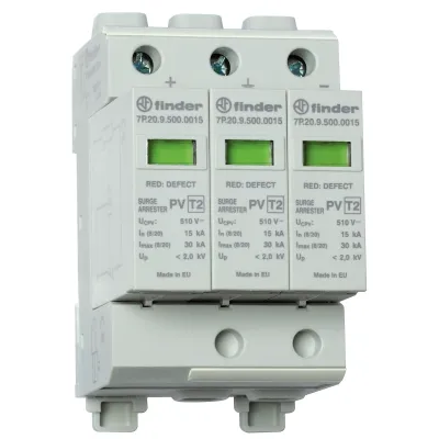 FINDER Überspannungsableiter Typ 2 7P.23.9.000.1015 | PV 1020V DC | 15kA | Hutschiene | steckbar | Fernkontakt | 3TE