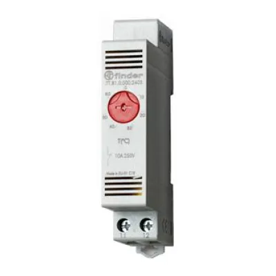 Finder Schaltschrankthermostat 7T8100002403PAS | Bimetall | 1 Öffner | 10A | 0-60°C | DIN-Schiene | Grau