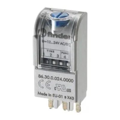 Finder Zeitmodul 86.30.0.024.0000 | Multifunktions-Zeitrelais | 12-24V AC/DC | IP20 | Steckanschluss | 0,05s–100h