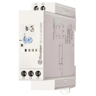 Finder Zeitrelais 83.21.0.240.0000 | Einschaltwischer | 24-240V AC/DC | 1 Wechsler | 16A | 0,05s-10 Tage | DIN-Schiene