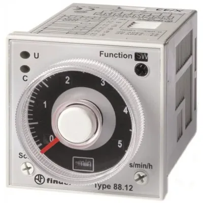 Finder Multifunktions-Zeitrelais 88.12.0.230.0002 | 2 Wechsler 8A | 24-230V AC/DC | 0,05s-100h | steckbar | AgNi | IP20
