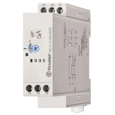 Finder Zeitrelais 83.41.0.240.0000 | Rückfallverzögerung | 1 Wechsler | 16A | 24-240V AC/DC | DIN-Schiene