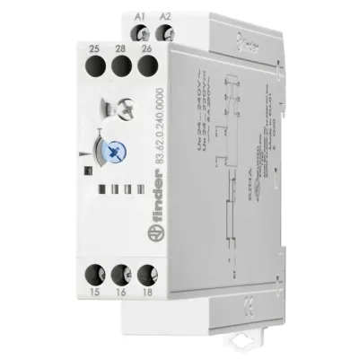 Finder Zeitrelais 83.62.0.240.0000 | Rückfallverzögerung | 24–240 V AC/DC | 0,05–86400 s | 1 Wechsler | Grau