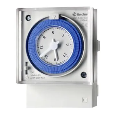 Finder Schaltuhr 12.31.8.230.0000 | Zeitschaltuhr | 1 Kanal | 230V AC | 16A | Tagesprogramm | Fronttafeleinbau