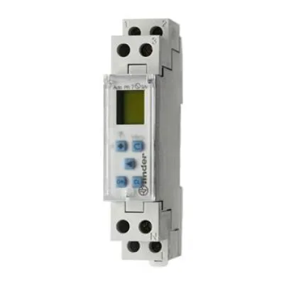 Finder Schaltuhr 12.71.8.230.0000 | Digital | 1 Kanal | 230V | Wochenprogramm | 16A | DIN-Schiene | Gangreserve | IP20