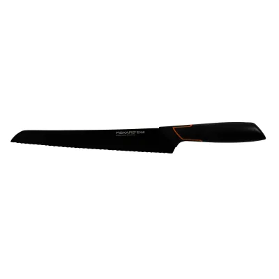 Fiskars Brotmesser Edge 1003093 | 23 cm Klinge Wellenschliff | Japanischer Edelstahl | Antihaftbeschichtung | Schwarz