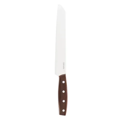 Fiskars Brotmesser Folken 1075695 | 21 cm Wellenschliff | Deutscher Edelstahl | FSC-Ahornholz Griff | Braun