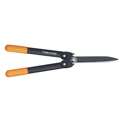Fiskars Getriebe-Heckenschere PowerGear II HS72 | 3,5-fache Schneidleistung | 57 cm | Schwarz/Orange
