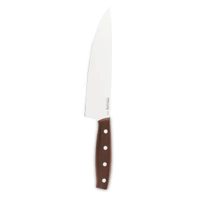 Fiskars Kochmesser Folken 1075696 | 20 cm Edelstahl-Klinge | FSC-Ahornholz-Griff | groß | braun