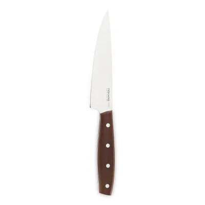 Fiskars Kochmesser Folken 1075693 | klein 12 cm Klinge aus deutschem Edelstahl | FSC Ahornholzgriff | braun