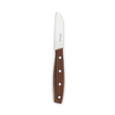 Fiskars Schäelmesser Folken 1075691 | 7 cm Klinge aus deutschem Edelstahl | FSC-Ahornholzgriff | Braun