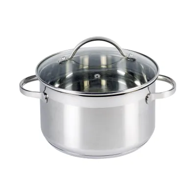 KRÜGER Fleischtopf Ohio 20 cm | 3 l | Edelstahl | Glasdeckel | Induktion | spülmaschinenfest | silber