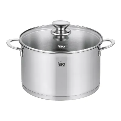 ELO Fleischtopf Galant 24cm 72554 | Edelstahl 18/8 | Kapselboden | Glasdeckel | Induktion | Spülmaschinengeeignet