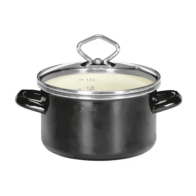 KRÜGER Fleischtopf 31720TR Triest | Kochtopf 20 cm | 3 Liter | Emaille | Induktion | innen creme | außen schwarz