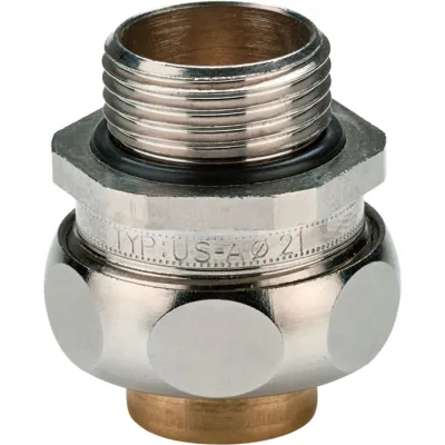 Flexa Metall-Sicherheitsverschraubung M20x1,5 | AD21 | Messing vernickelt | IP65 | für Metallschutzschläuche