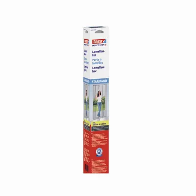 tesa Lamellentür 55198-00001-00 | Insektenschutz Türvorhang | 4-teilig | ohne Bohren | Fiberglas | 95x220 cm | anthrazit